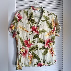 Cream Floral Hawaiian Shirt- Short Sleeve